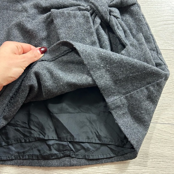 Aritzia Wilfred Charcoal Grey Wool Wrap Front Mini Skirt - Picture 5 of 9